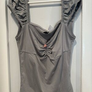 Gray ruched Sleeveless Top